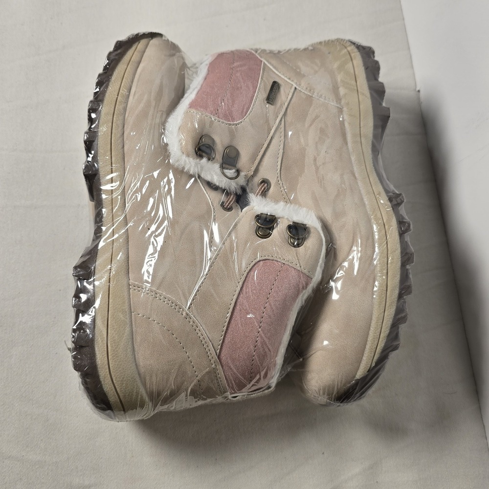 Stylish Women's Winter Boots in Pink and Cream